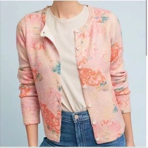 Floral pink Anthropologie sweater, size xs